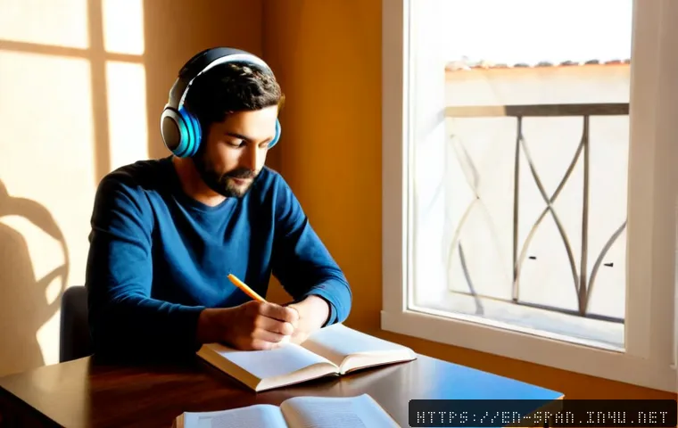 Home 17 스페인어 혼자 공부하는 법 - Photorealistic lifestyle scene of an adult English-speaking learner studying Spanish independently a...